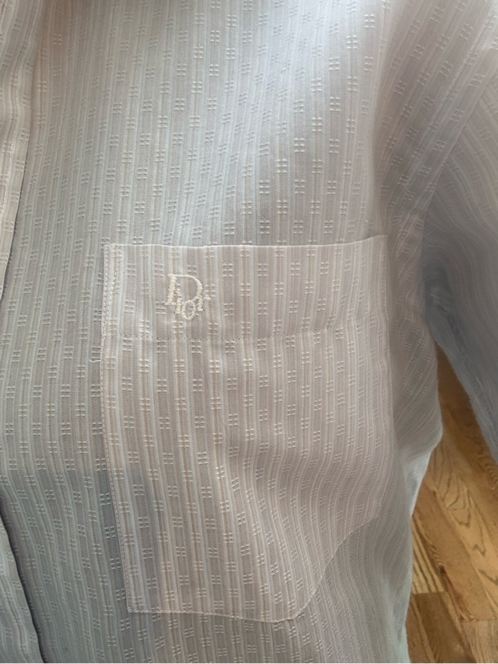 Dior Men's White Textured Pocket Button-Down Shirt